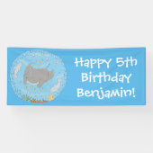 可愛いマンタレイとバブル漫画イラストレーション 横断幕 (横)