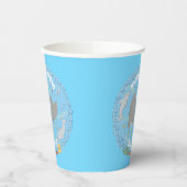 可愛いマンタレイとバブル漫画イラストレーション 紙コップ (左)