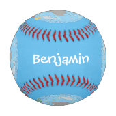 可愛いマンタレイとバブル漫画イラストレーション 野球ボール (裏面)