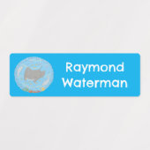 可愛いマンタレイと泡の漫画パーソナライズされた ラベル (デザイン2)