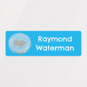 可愛いマンタレイと泡の漫画パーソナライズされた ラベル (デザイン1)