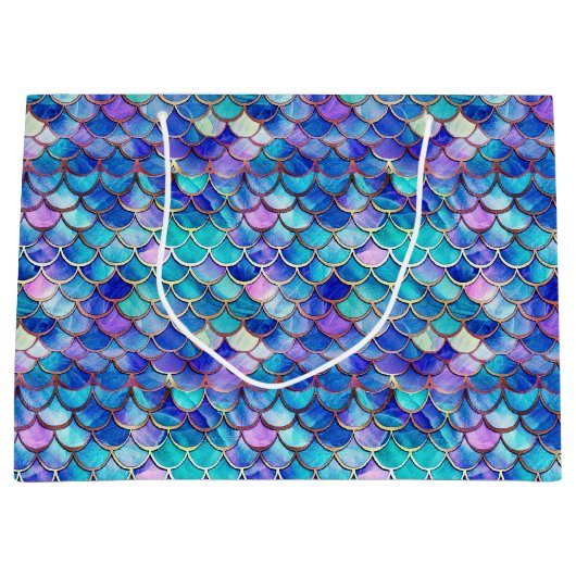 可愛いマーメイドはかりで測パターン女の子誕生日v2 ラージペーパーバッグ (正面)