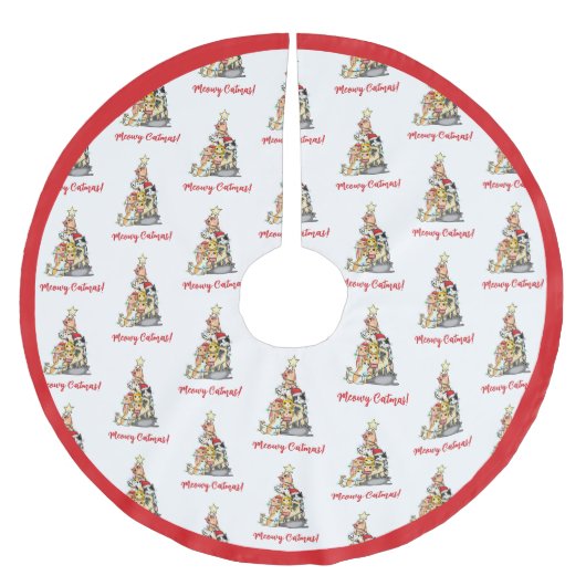 可愛いミオウィー猫クリスマスツリー ブラッシュドポリエステルツリースカート (正面)