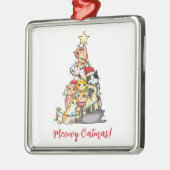 可愛いミオウィー猫クリスマスツリー メタルオーナメント (左)
