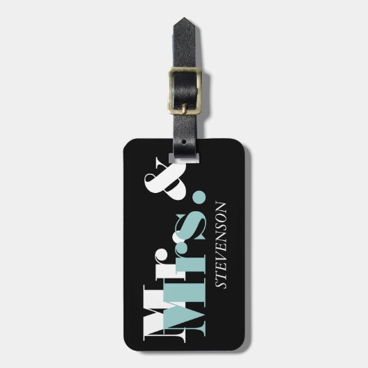 可愛いミスターとミセス新しい旅行の荷物タグ結婚 ラゲッジタグ (正面縦)