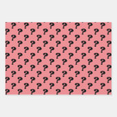 可愛いミステリーギフトラッパー質問マークブラック&ピンク ラッピングペーパーシート (正面3)