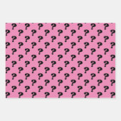 可愛いミステリーギフトラッパー質問マークブラック&ピンク ラッピングペーパーシート (正面2)