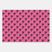 可愛いミステリーギフトラッパー質問マークブラック&ピンク ラッピングペーパーシート (正面)