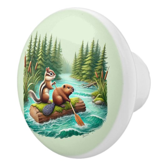 可愛いミックスウッドランド動物愛好家 セラミックノブ (右)