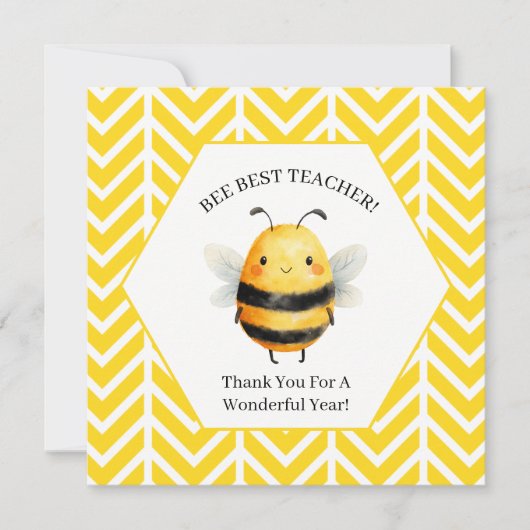 可愛いミツバチの先生への教室招待状 | Cute bee 招待状 (正面)