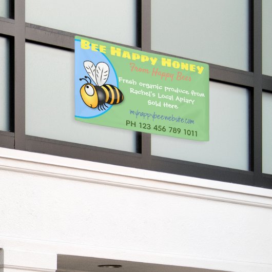 可愛いミツバチの養蜂用ハチミツは漫画のシグミを生産する 横断幕 (ビルの外側)