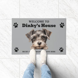 可愛いミニチュアシュアヌツァー犬写真 ドアマット