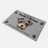 可愛いミニチュアシュアヌツァー犬写真 ドアマット (アングル)