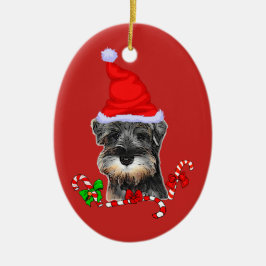 可愛いミニチュアシュナウザースクリスマス セラミックオーナメント