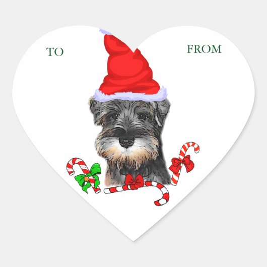可愛いミニチュアシュナウザースクリスマス ハートシール (正面)