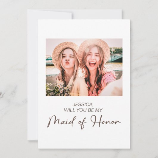 可愛いミニマリストは私のメイドの名誉の写真になる 招待状 (正面)