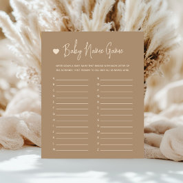 可愛いミニマリストブラウンジェンダーベビー名ゲーム