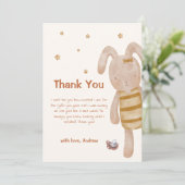 可愛いミニマリストBoho Bunnyのおもちゃ赤ちゃんシャワー サンキューカード (スタンド正面)