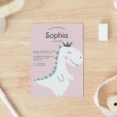 可愛いミニマルなピンクの女の子の恐竜の誕生日パーティー 招待状