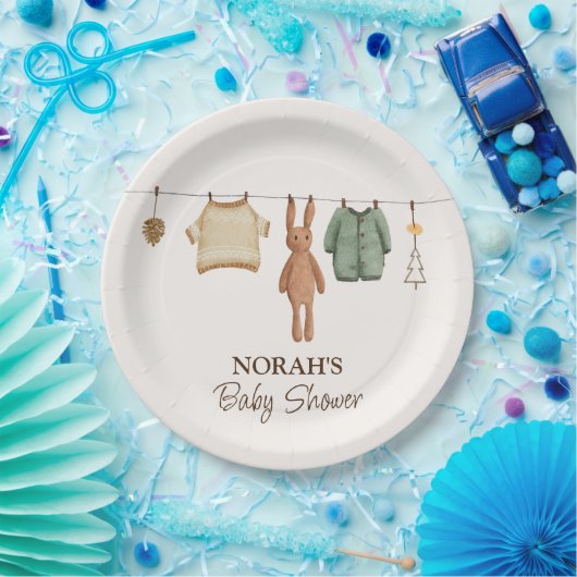 可愛いミニマルぼほ冬の男の子の服ベビーシャワー ペーパープレート (パーティー)