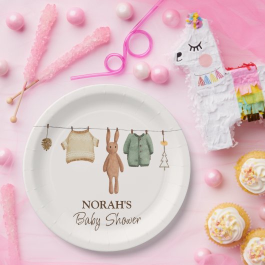 可愛いミニマルぼほ冬の男の子の服ベビーシャワー ペーパープレート (パーティー)