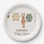 可愛いミニマルぼほ冬の男の子の服ベビーシャワー ペーパープレート (正面)