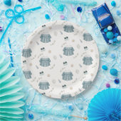 可愛いミニマルぼほ服柄ベビーシャワー ペーパープレート (パーティー)