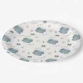 可愛いミニマルぼほ服柄ベビーシャワー ペーパープレート (アングル)