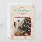 可愛いミニマルクリスマスエレメント1枚 シーズンカード (正面)