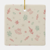 可愛いミニマルクリスマスエレメント1枚 セラミックオーナメント (裏面)