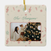 可愛いミニマルクリスマスエレメント1枚 セラミックオーナメント (正面)