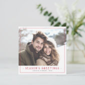 可愛いミニマルクリスマスツリー写真は赤い白 シーズンカード (スタンド正面)