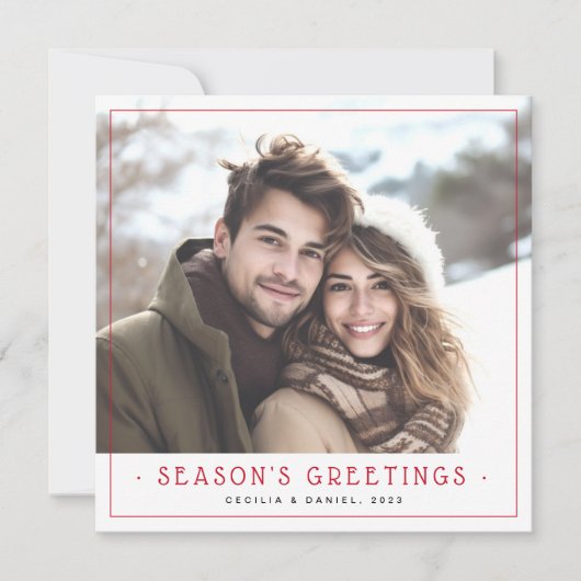 可愛いミニマルクリスマスツリー写真は赤い白 シーズンカード (正面)