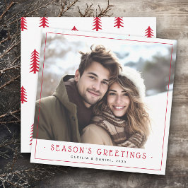 可愛いミニマルクリスマスツリー写真は赤い白 シーズンカード