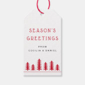 可愛いミニマルクリスマスツリー赤い白 ギフトタグ (正面)