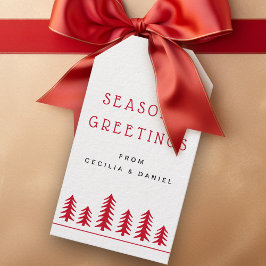 可愛いミニマルクリスマスツリー赤い白 ギフトタグ