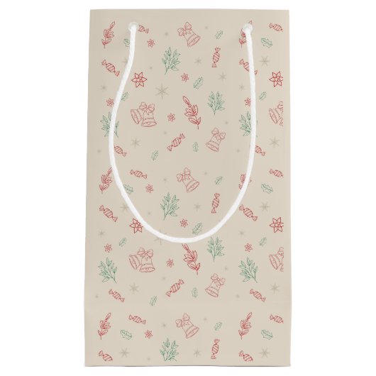 可愛いミニマルクリスマス スモールペーパーバッグ (正面)
