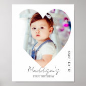 可愛いミニマルハートフォトファースト誕生日パーティー ポスター (正面)