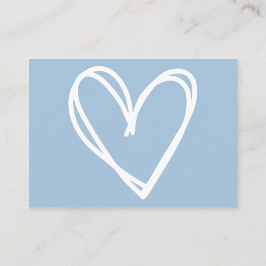 可愛いミニマルブルーハート赤ちゃんシャワーおむつラッフル エンクロージャーカード (裏面)