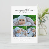 可愛いミニマルリッメリートルクリスマス3フォトグリーン シーズンカード (スタンド正面)