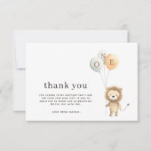 可愛いミニマルリトルライオン3風船誕生日パーティー サンキューカード (正面)