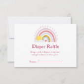 可愛いミニマルレインボーサンピンクベビーおむつラッフル 招待状 (正面)