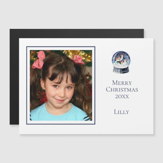 可愛いミニマル一枚フォトクリスマススノーグローブ (正面/裏面)