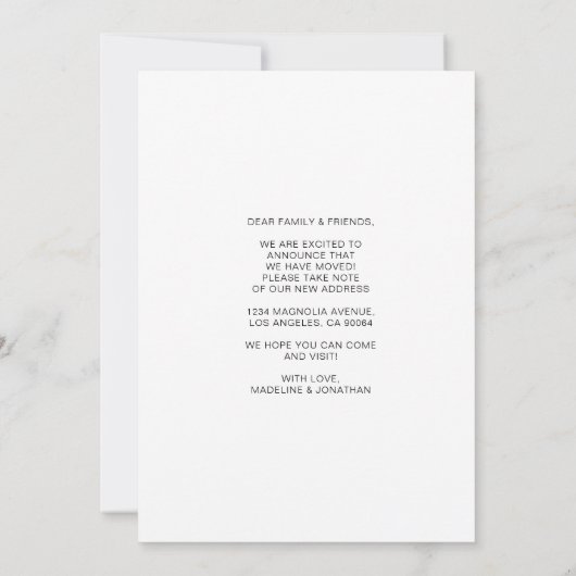 可愛いミニマル引っ越しました新しいアドレス移動アン 案内状 (裏面)