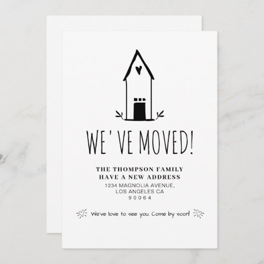 可愛いミニマル引っ越しました新しいアドレス移動アン 案内状 (正面/裏面)