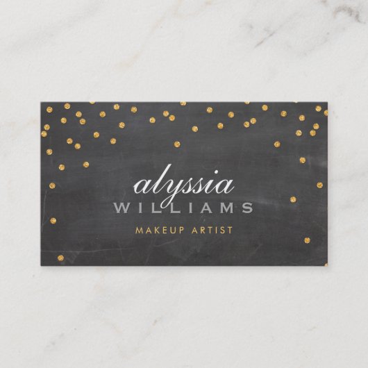 可愛いミニ紙吹雪金ゴールドスパークリーグリッターチョークボード 名刺 (正面)