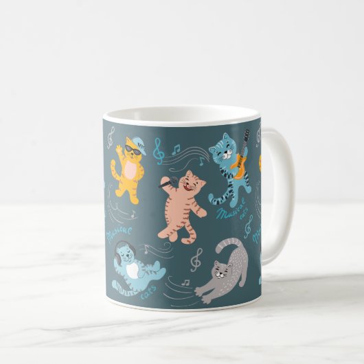可愛いミュージカル猫パターン子供キッチンマグ コーヒーマグカップ (正面右)