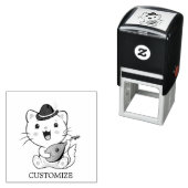 可愛いミュージカル猫マンドリン セルフインキングスタンプ (インサイチュ)