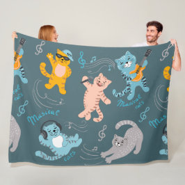 可愛いミュージカル猫柄キッズベッドルーム フリースブランケット