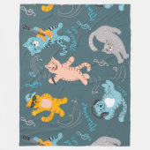 可愛いミュージカル猫柄キッズベッドルーム フリースブランケット (正面)